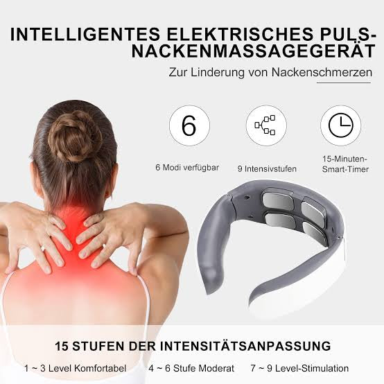 Four-Head Electric Pulse Neck Massager Far Infrared Heat Pain Relief Tool